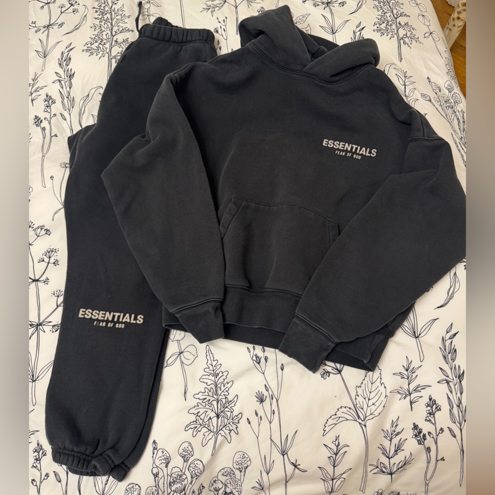 Essentials Black Hoodie and Sweatpants Set size 10 kids